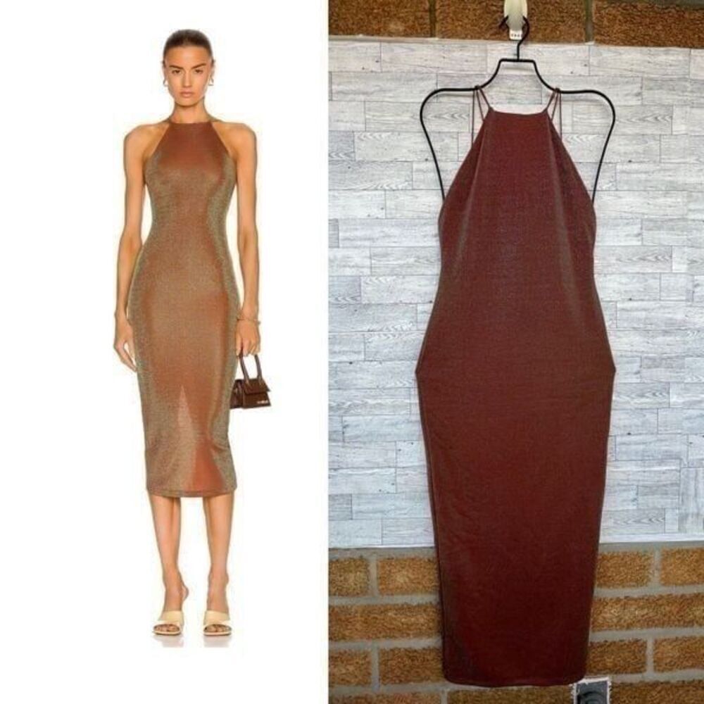 ALIX NYC Shiloh Halter Dress in Iridescent Copper medium
